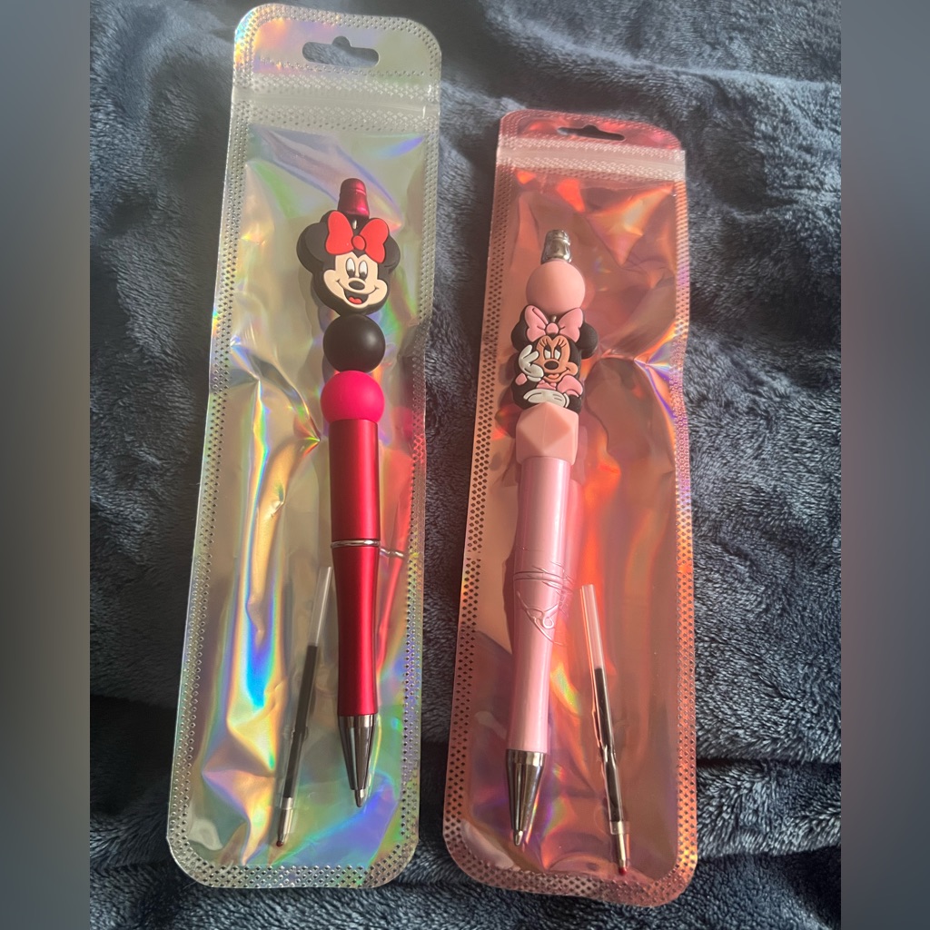 Minnie Mouse Two Writing Pens In Packages With Ink Refills Nwot